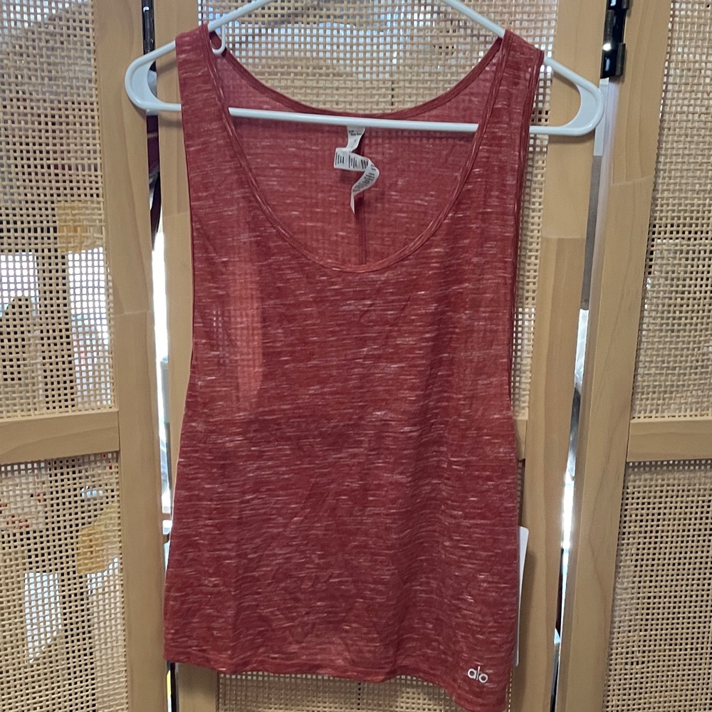 NWT alo yoga marina tank easy breezy sun baked marble size small sheer new